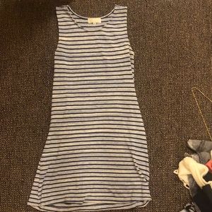 Blue and White Striped T-Shirt material Dress